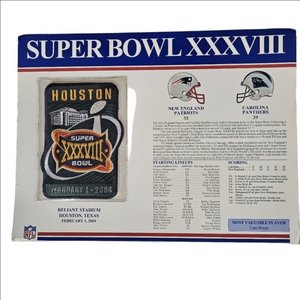 Never Opened Super Bowl XXXVIII Collectible Patch Patriots V Panthers